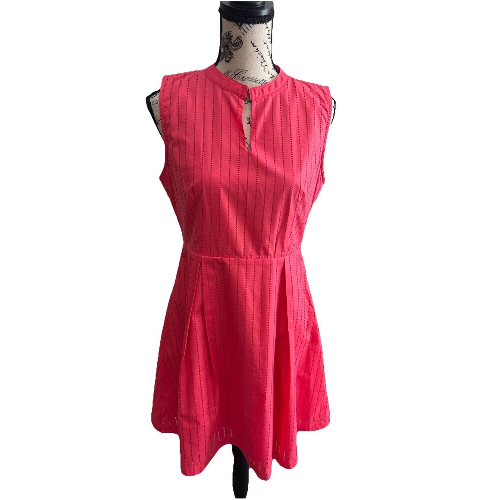 Esley Medium Sleeveless Eyelet Fit Flare Dress Cottagecore Romantic Glam Orange
